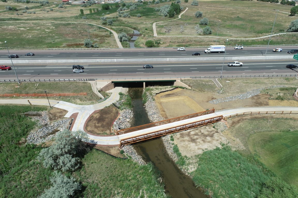 bridge over creek from above